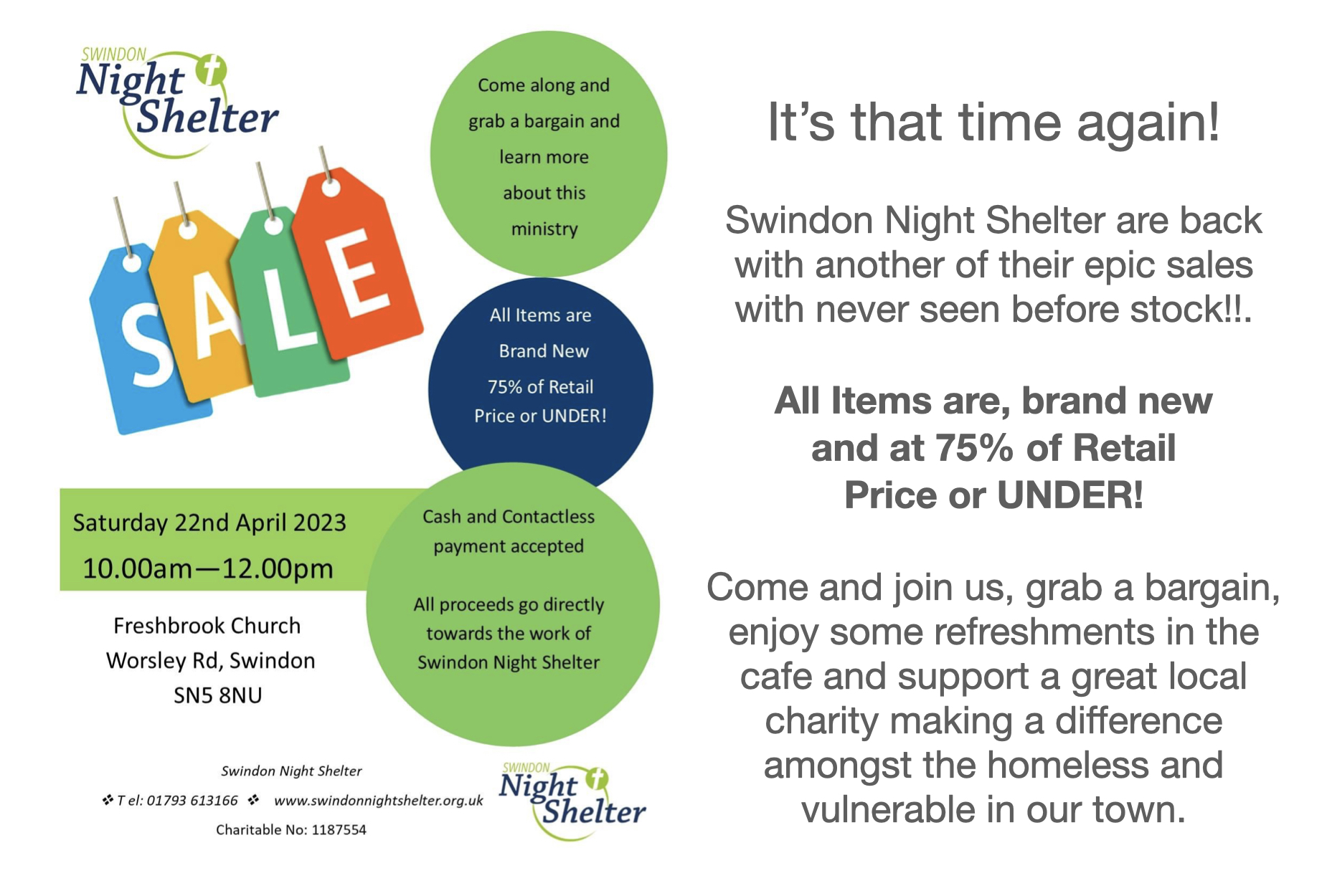 Swindon Night Shelter Sale